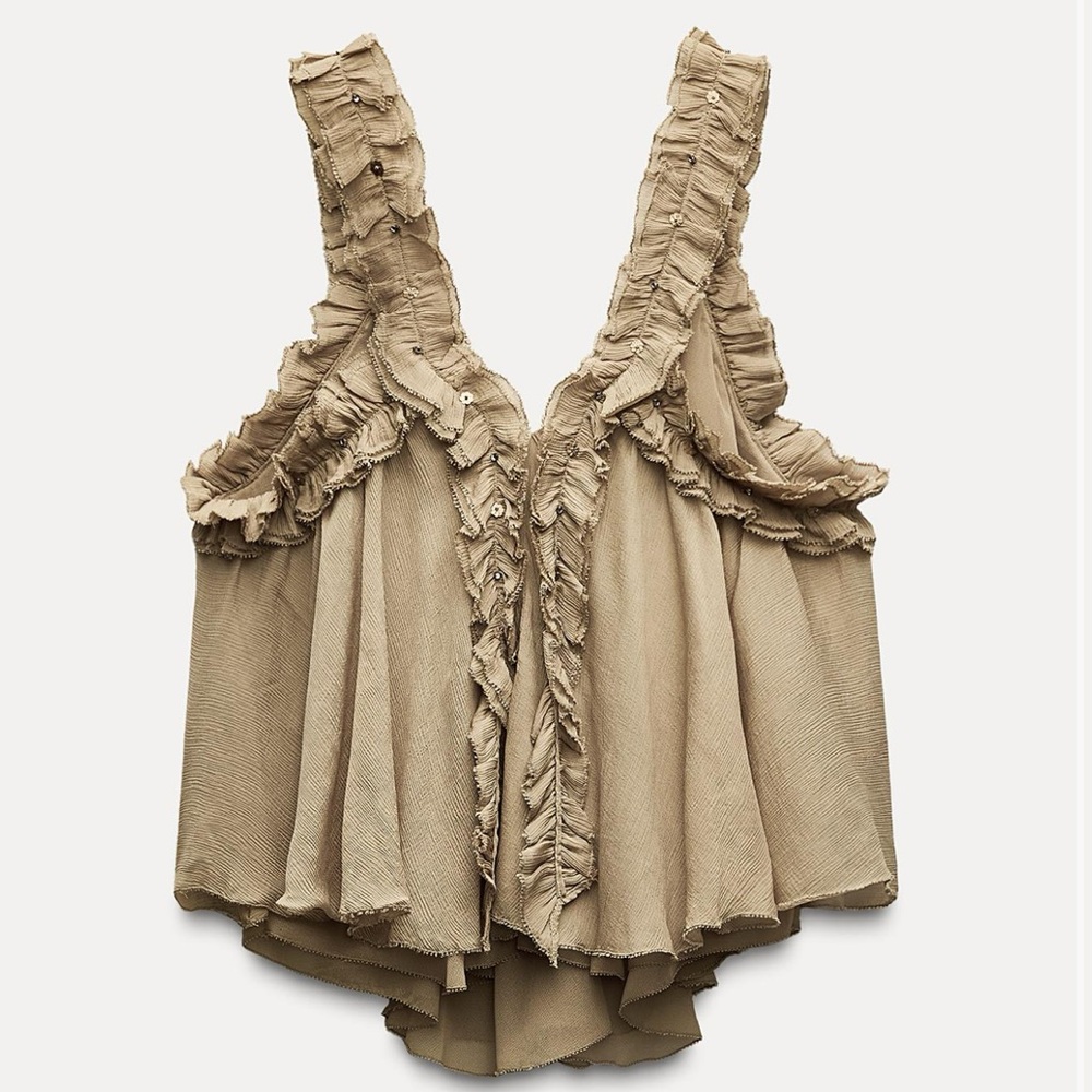 Zara Gathered Strappy Top ZW Collection XS